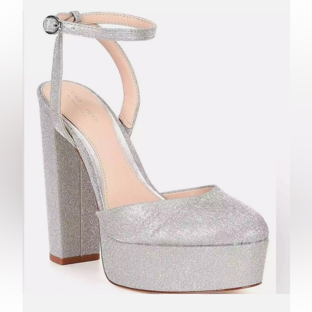 Antonio Melani Born on Fifth Liv Metallic Glitter Closed Toe Platform Pumps NWT